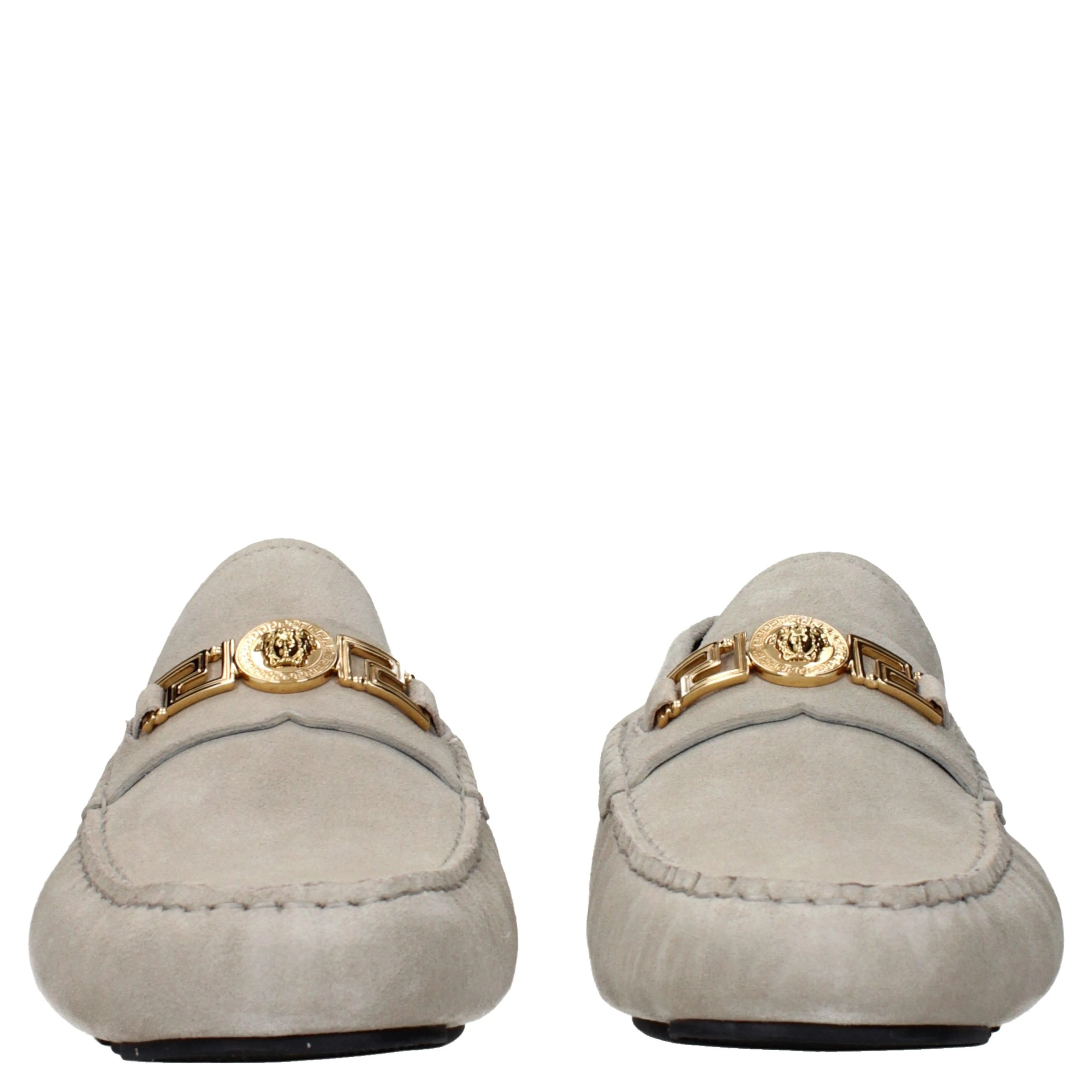 Gray Leather Slip-On Loafers