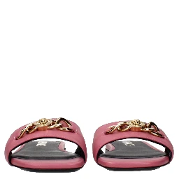 Pink Leather Slippers