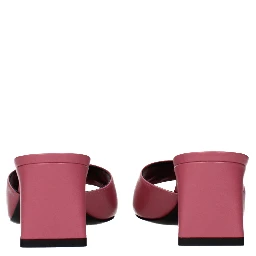 Pink Leather Flat Sandals
