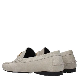 Gray Leather Slip-On Loafers