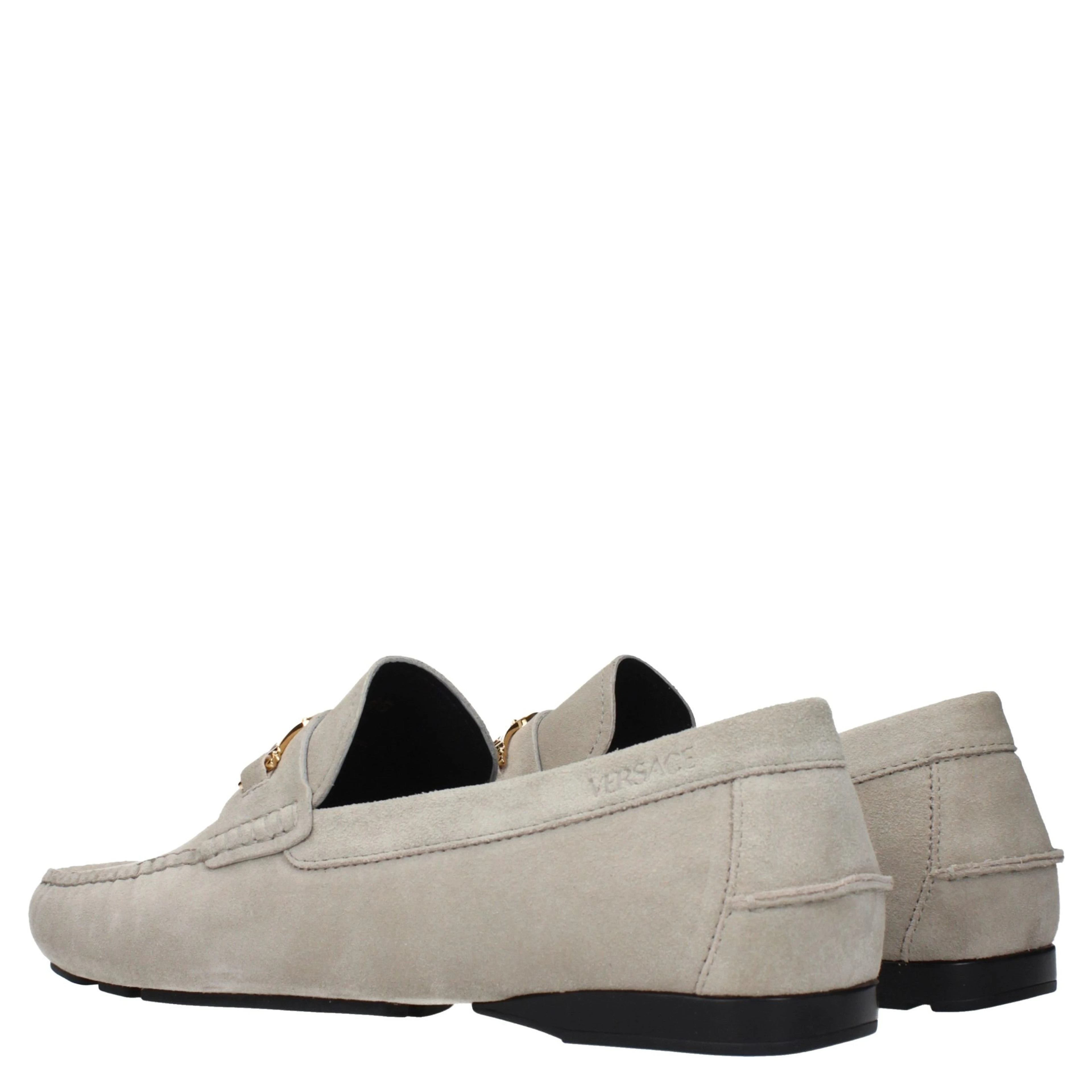 Gray Leather Slip-On Loafers