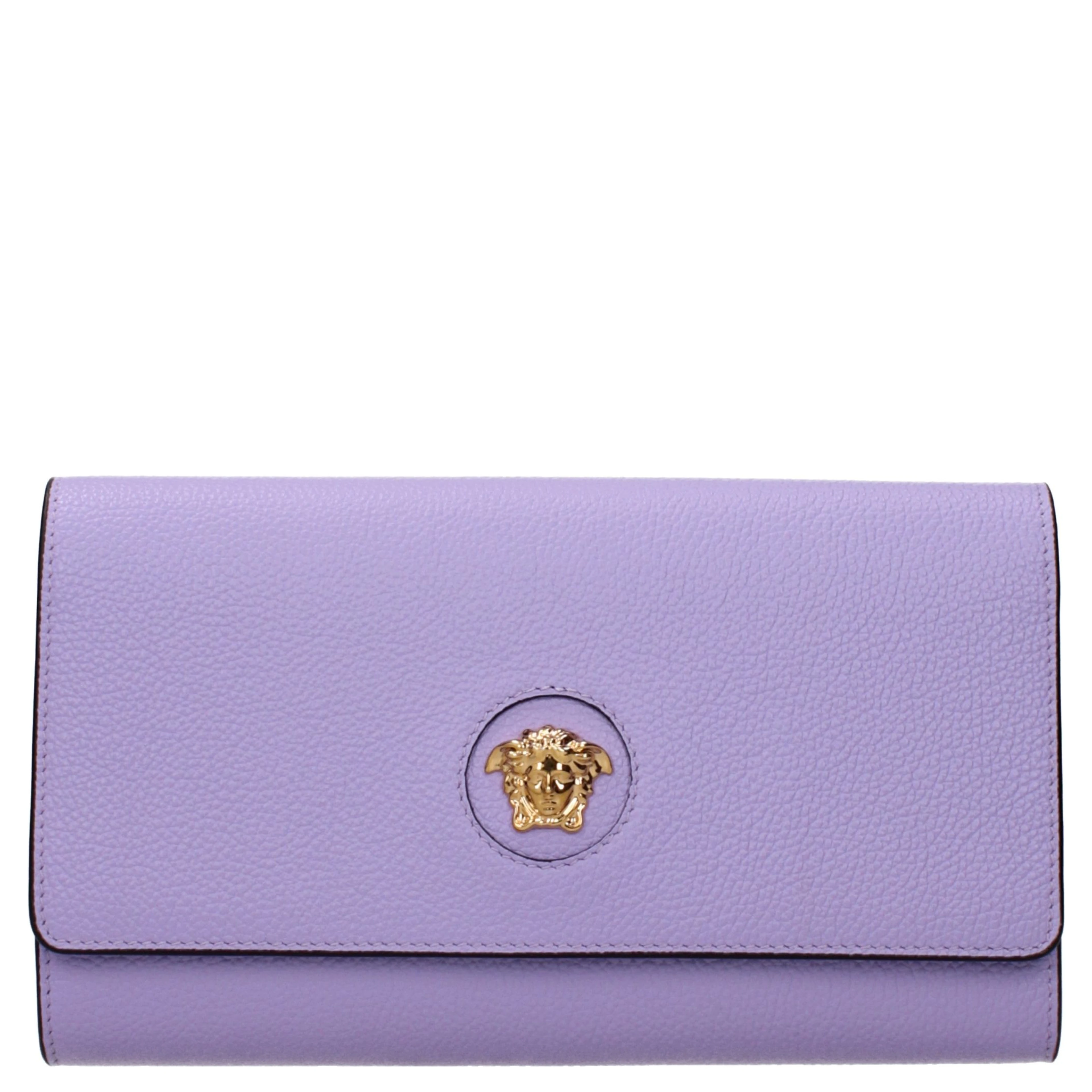Purple Leather Clutch Bag