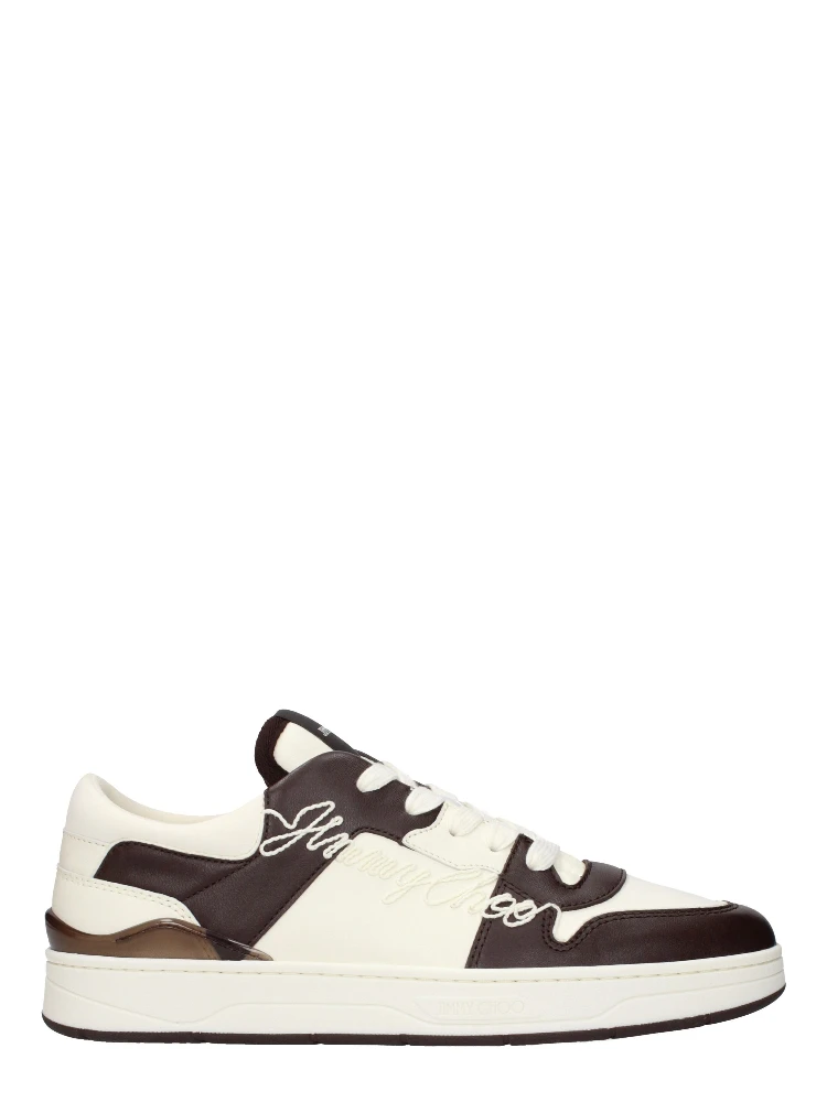 Beige Leather Low Top Sneakers