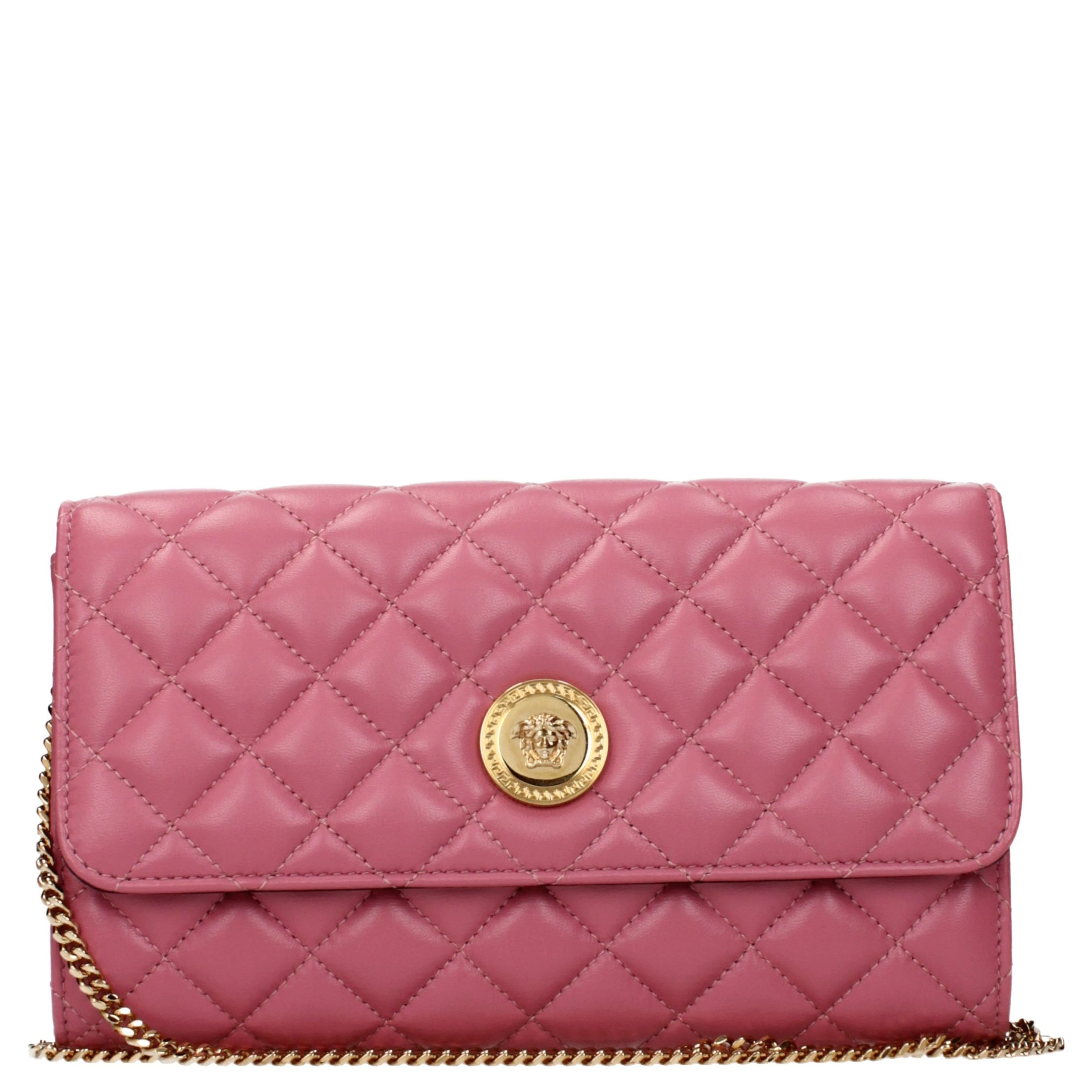 Pink Leather Clutch Bag