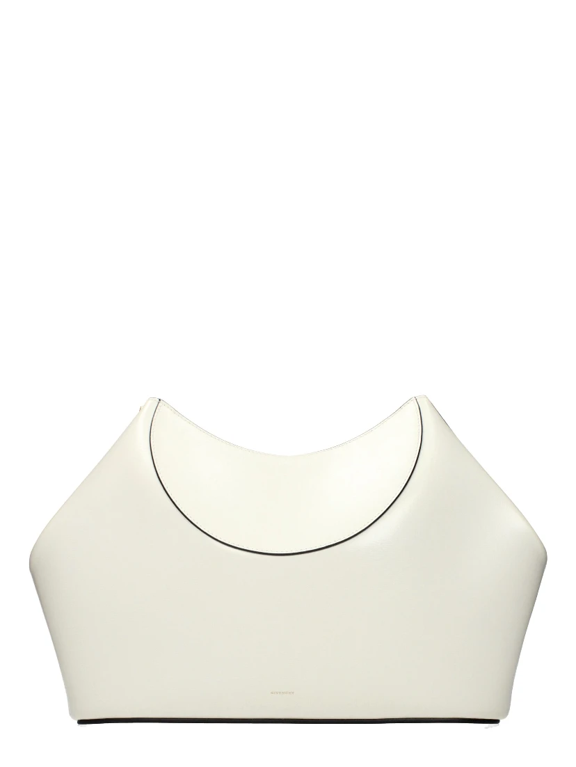Beige Leather Clutch Bag