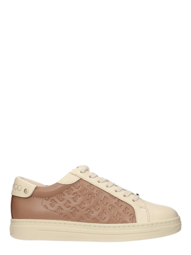 Beige Leather Low Top Sneakers