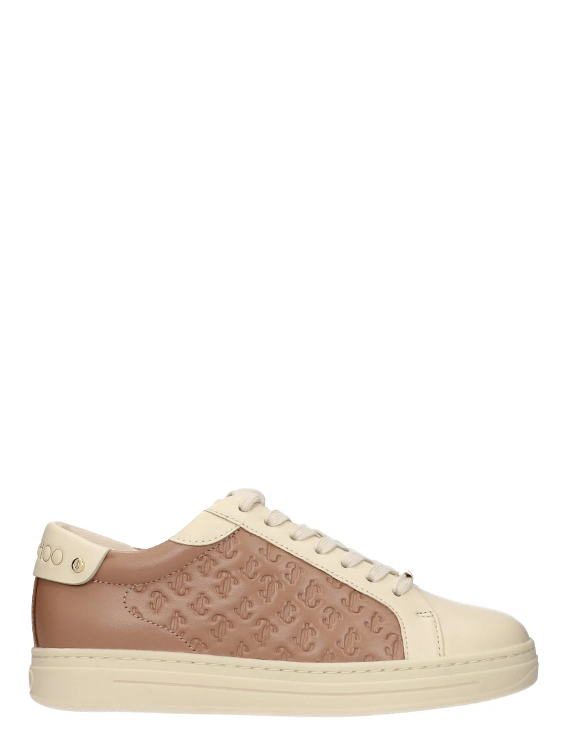 Beige Leather Low Top Sneakers