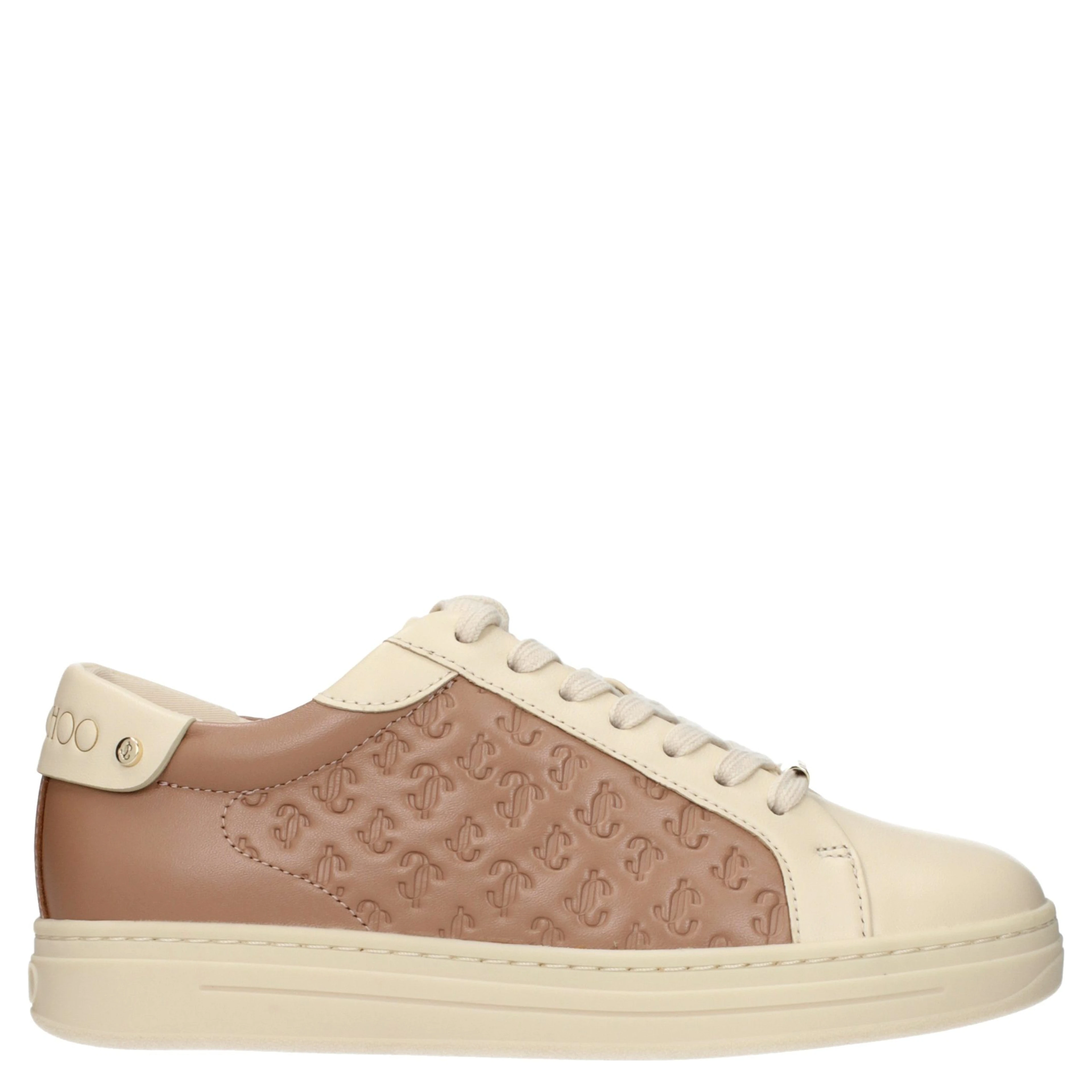 Beige Leather Low Top Sneakers