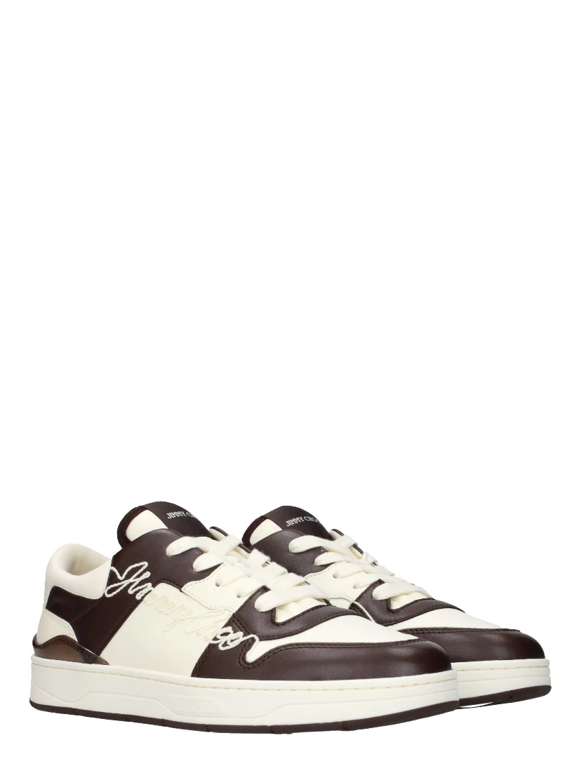 Beige Leather Low Top Sneakers