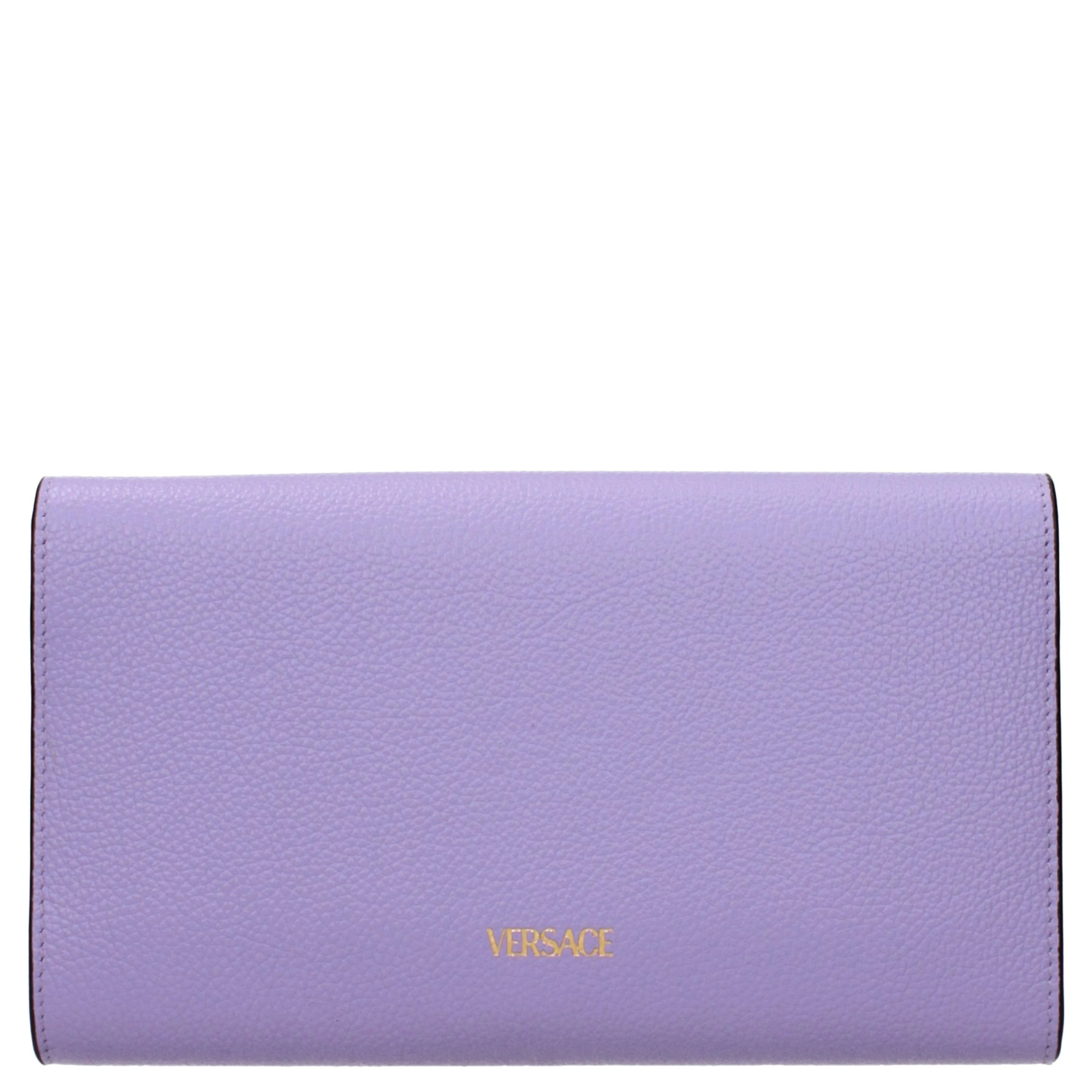 Purple Leather Clutch Bag
