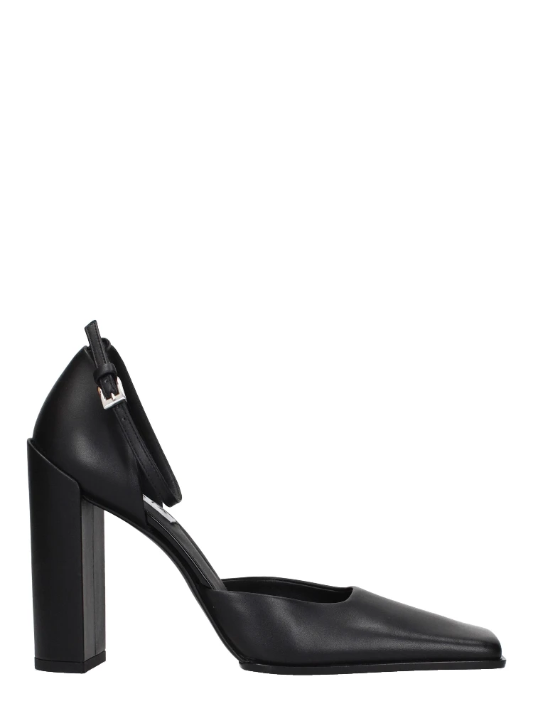 Black Leather High Heel Pumps