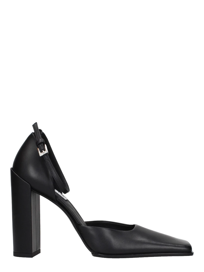 Black Leather High Heel Pumps