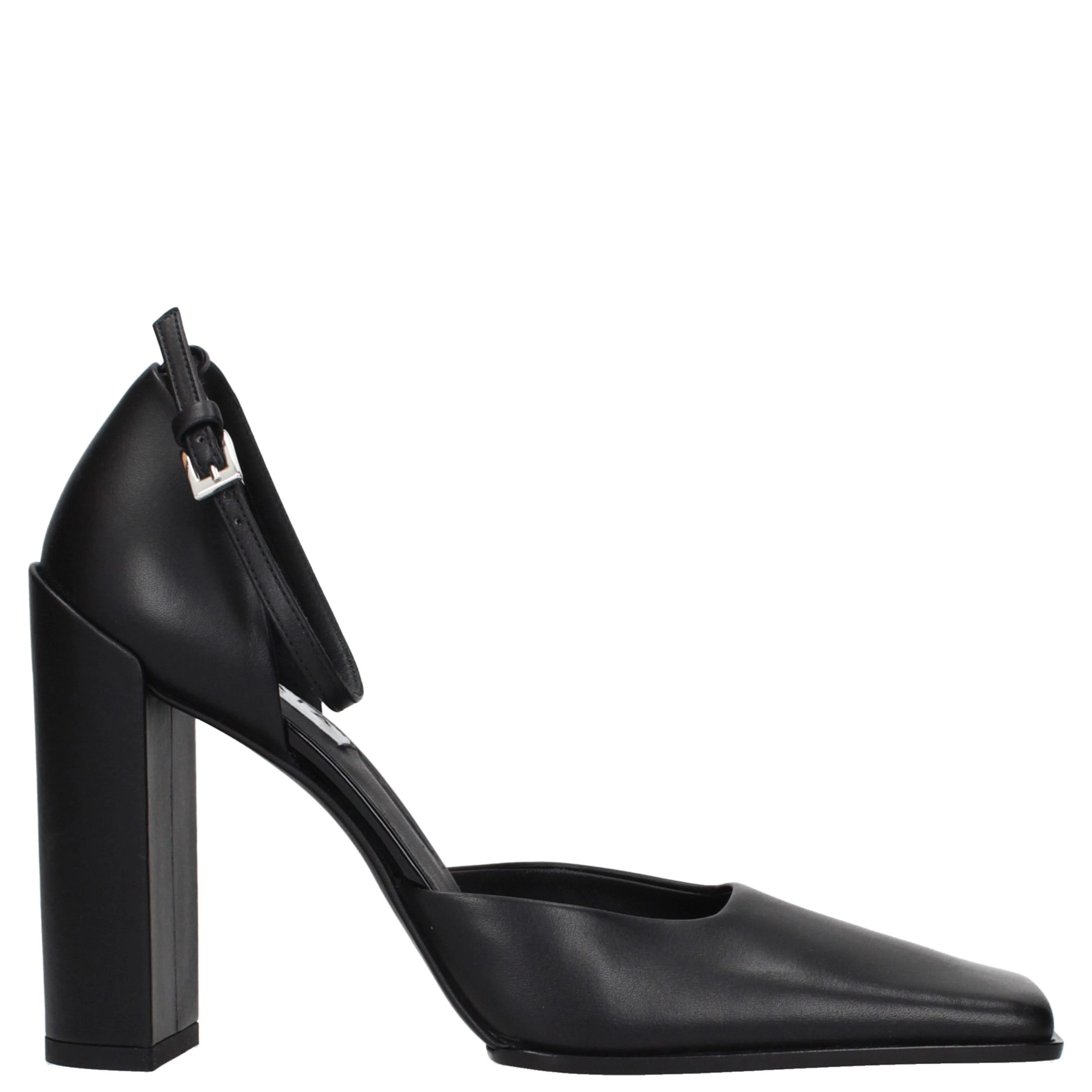 Black Leather High Heel Pumps