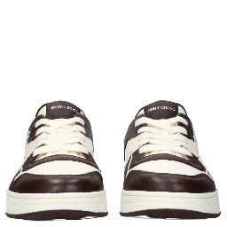 Beige Leather Low Top Sneakers