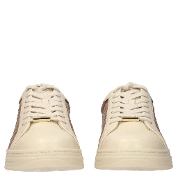 Beige Leather Low Top Sneakers