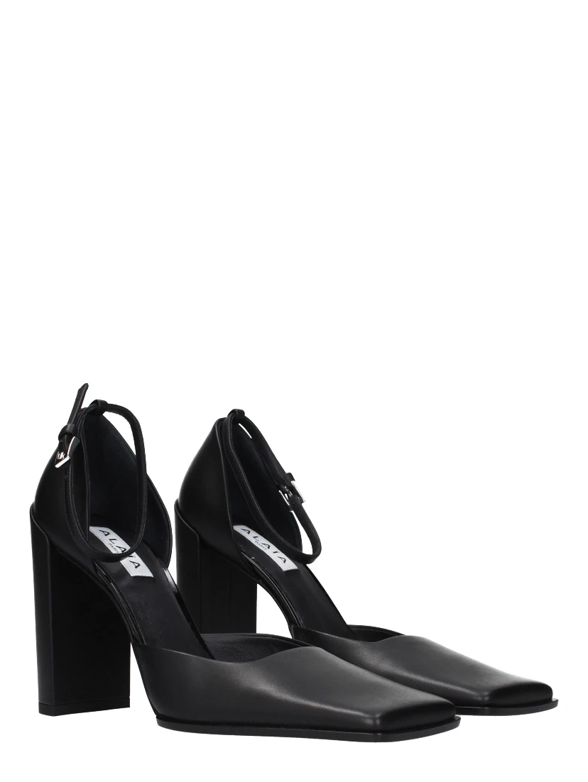 Black Leather High Heel Pumps