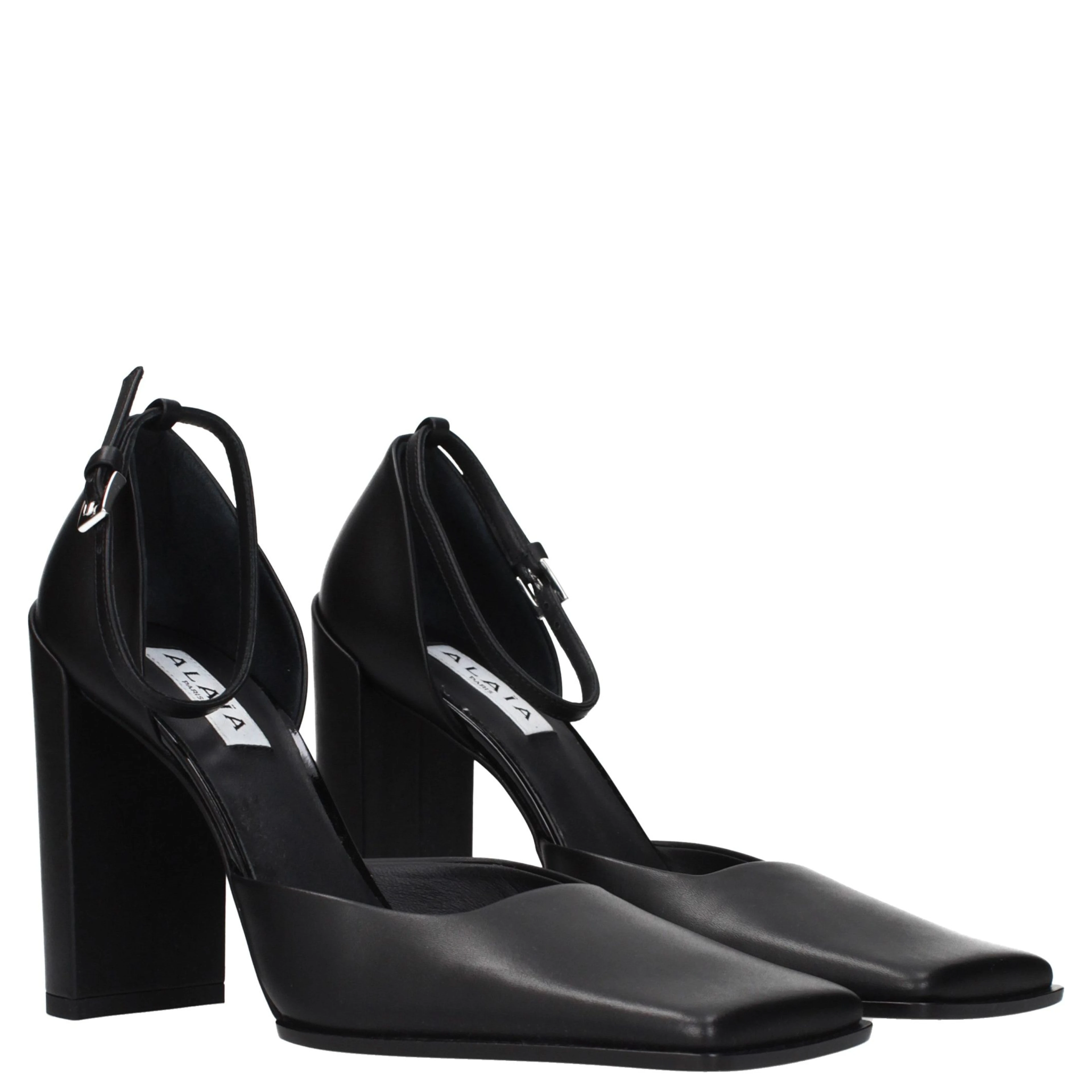 Black Leather High Heel Pumps