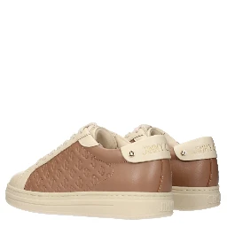 Beige Leather Low Top Sneakers
