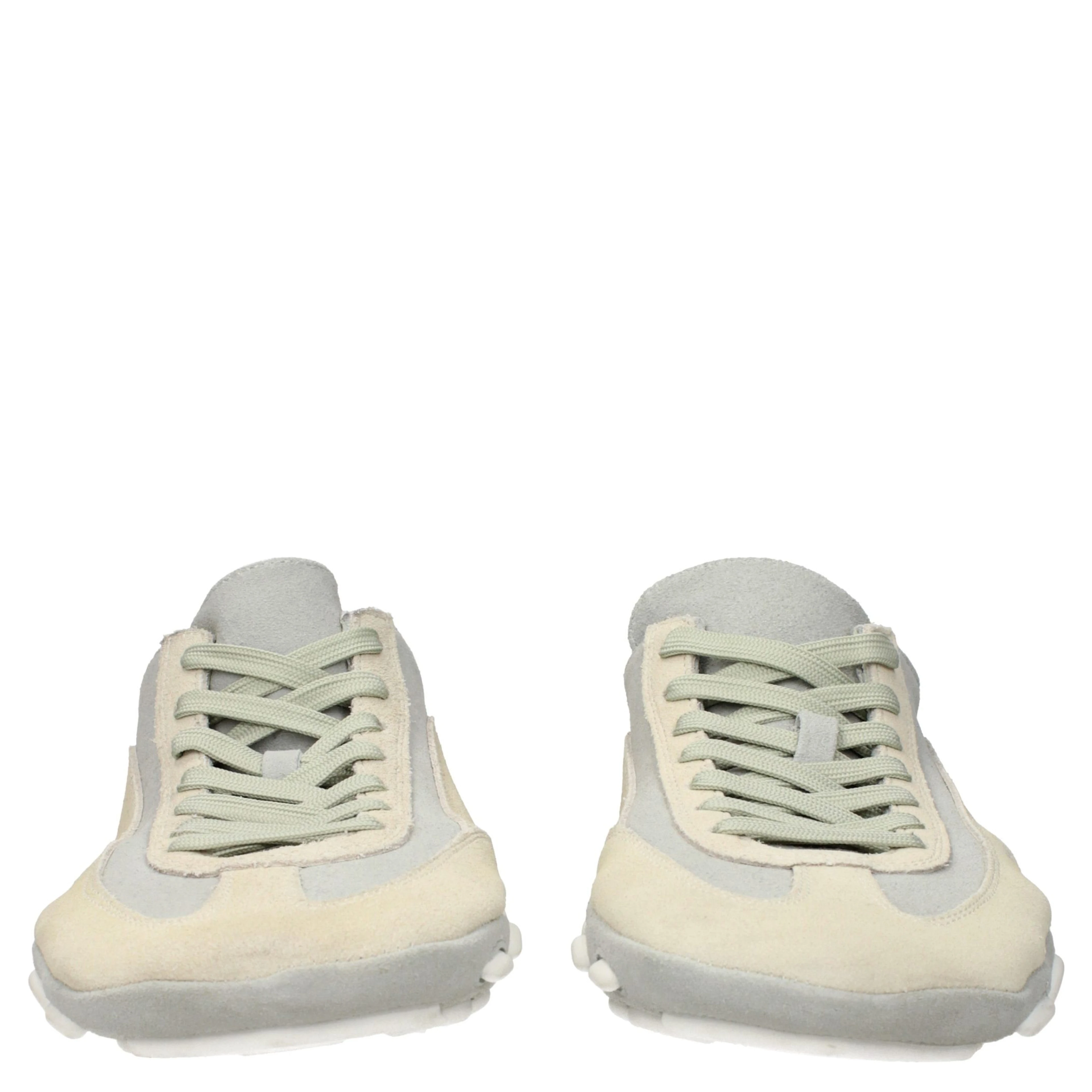 Beige Leather Low Top Sneakers
