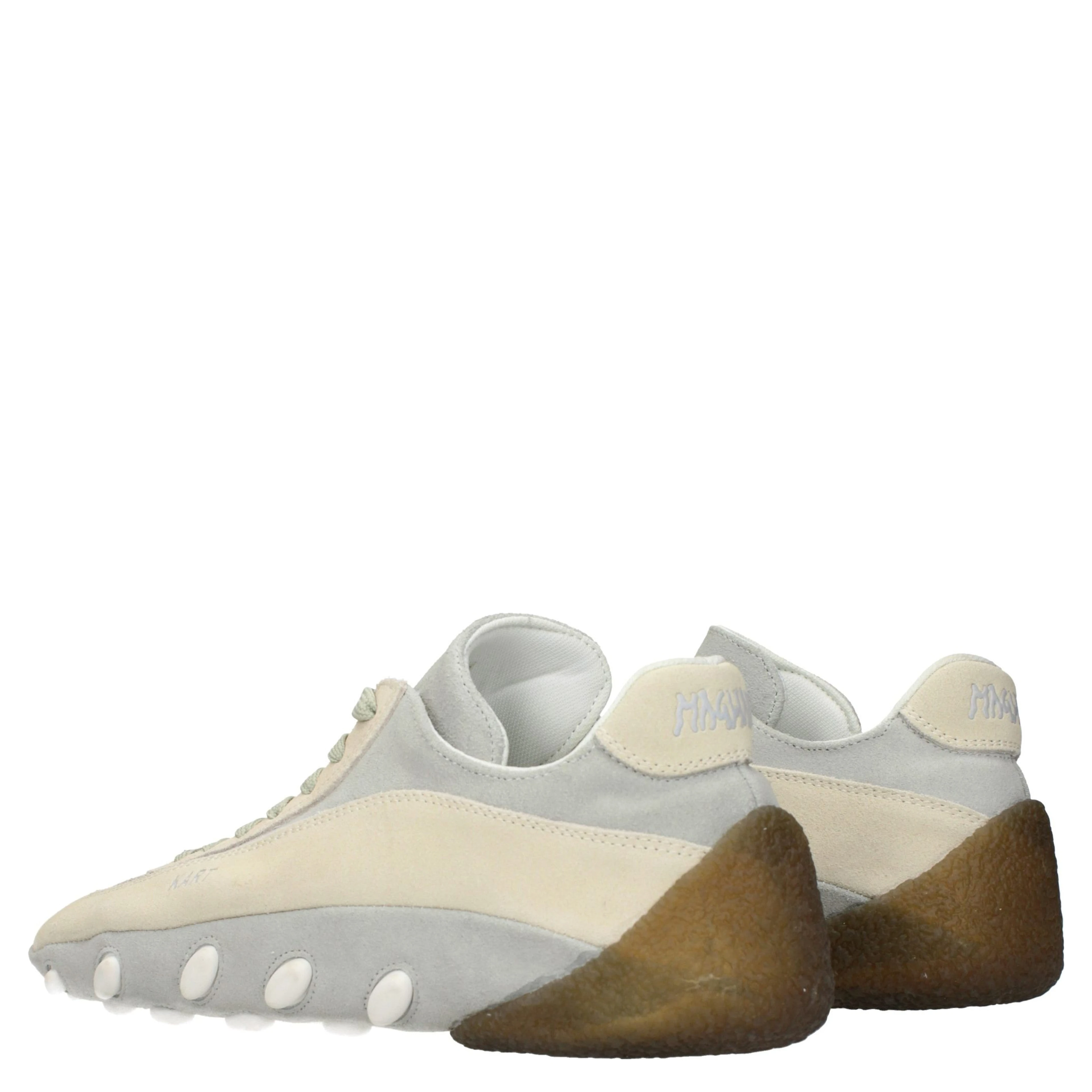 Beige Leather Low Top Sneakers