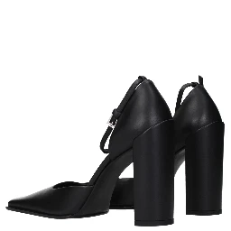 Black Leather High Heel Pumps