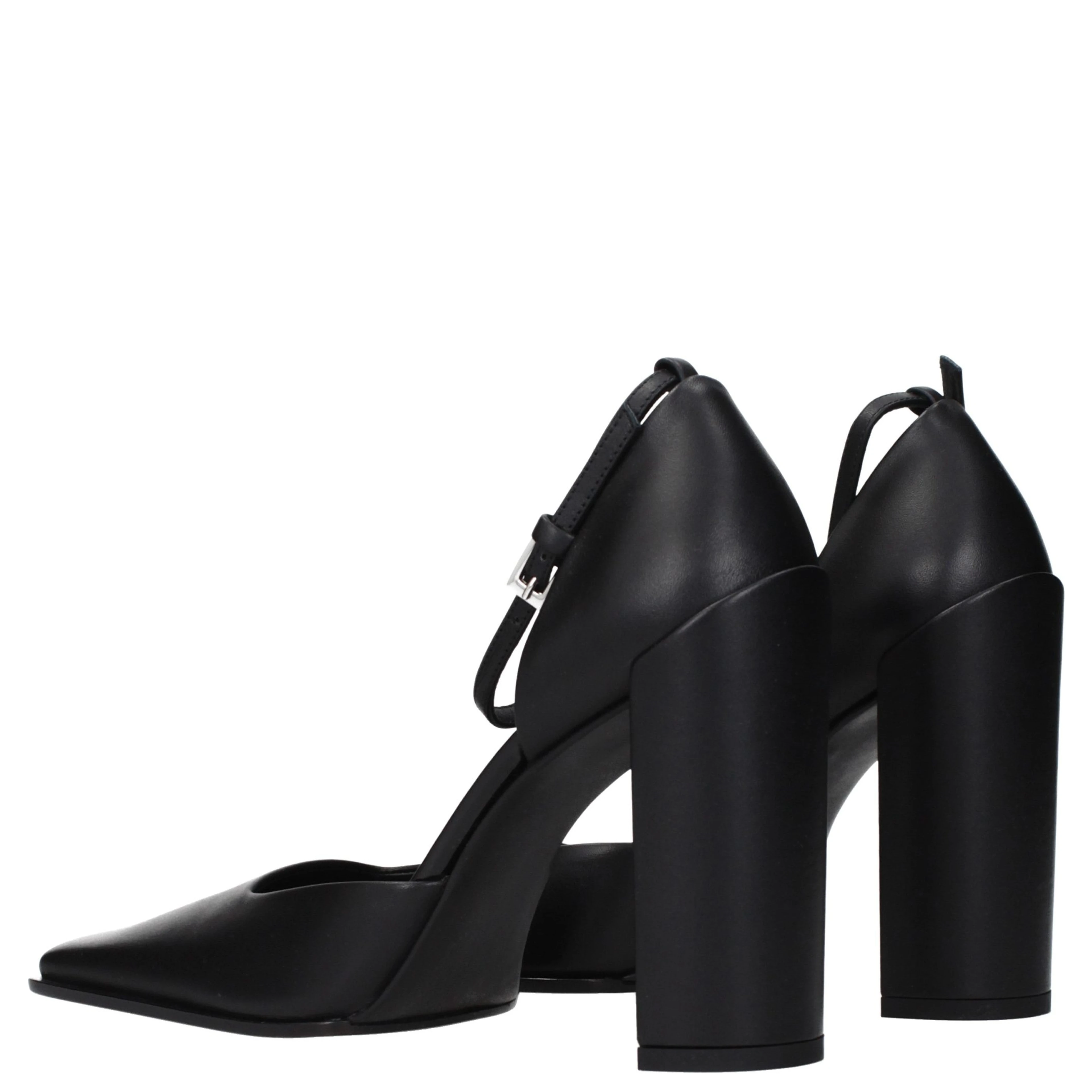 Black Leather High Heel Pumps