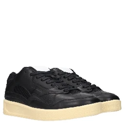 Black Leather Low Top Sneakers