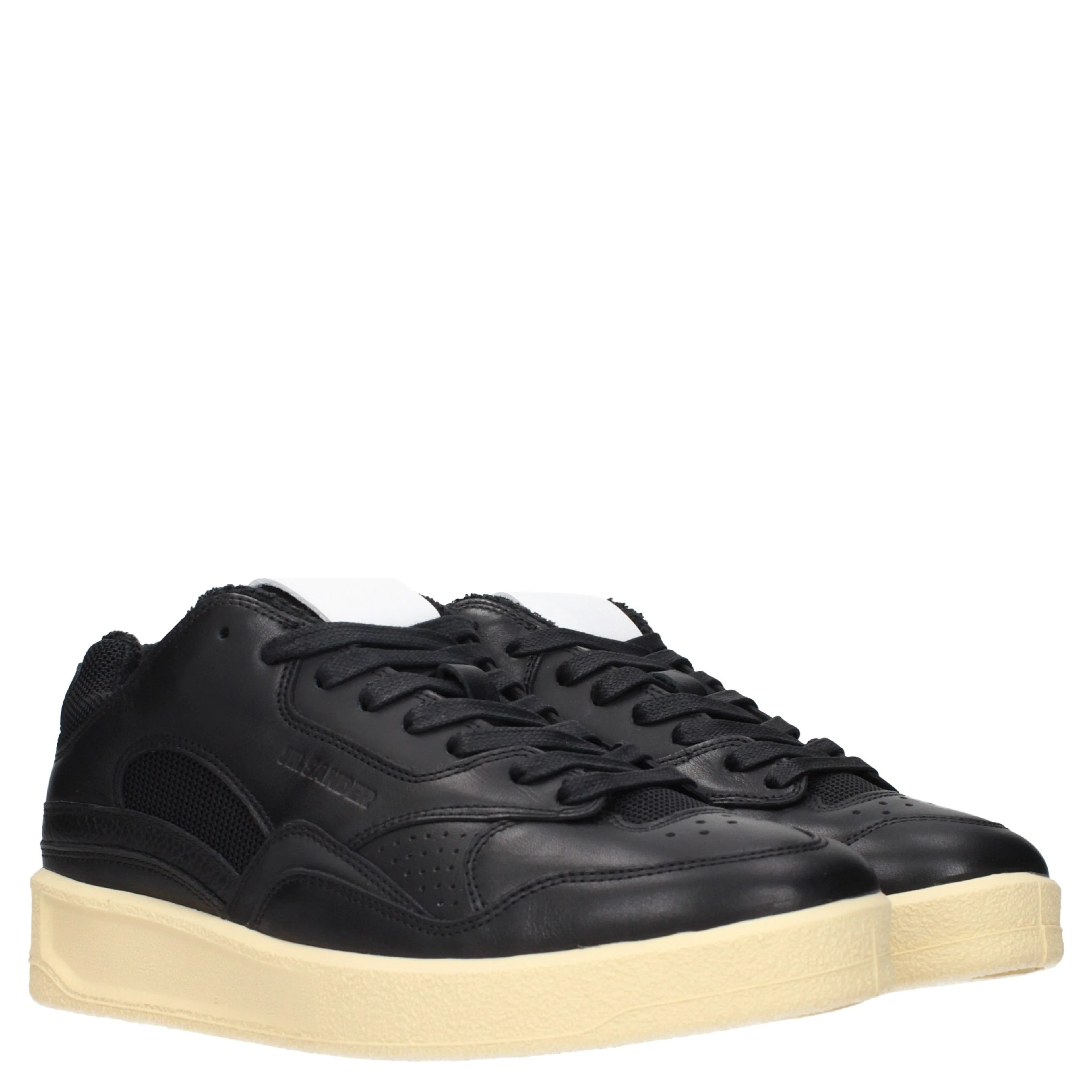 Black Leather Low Top Sneakers