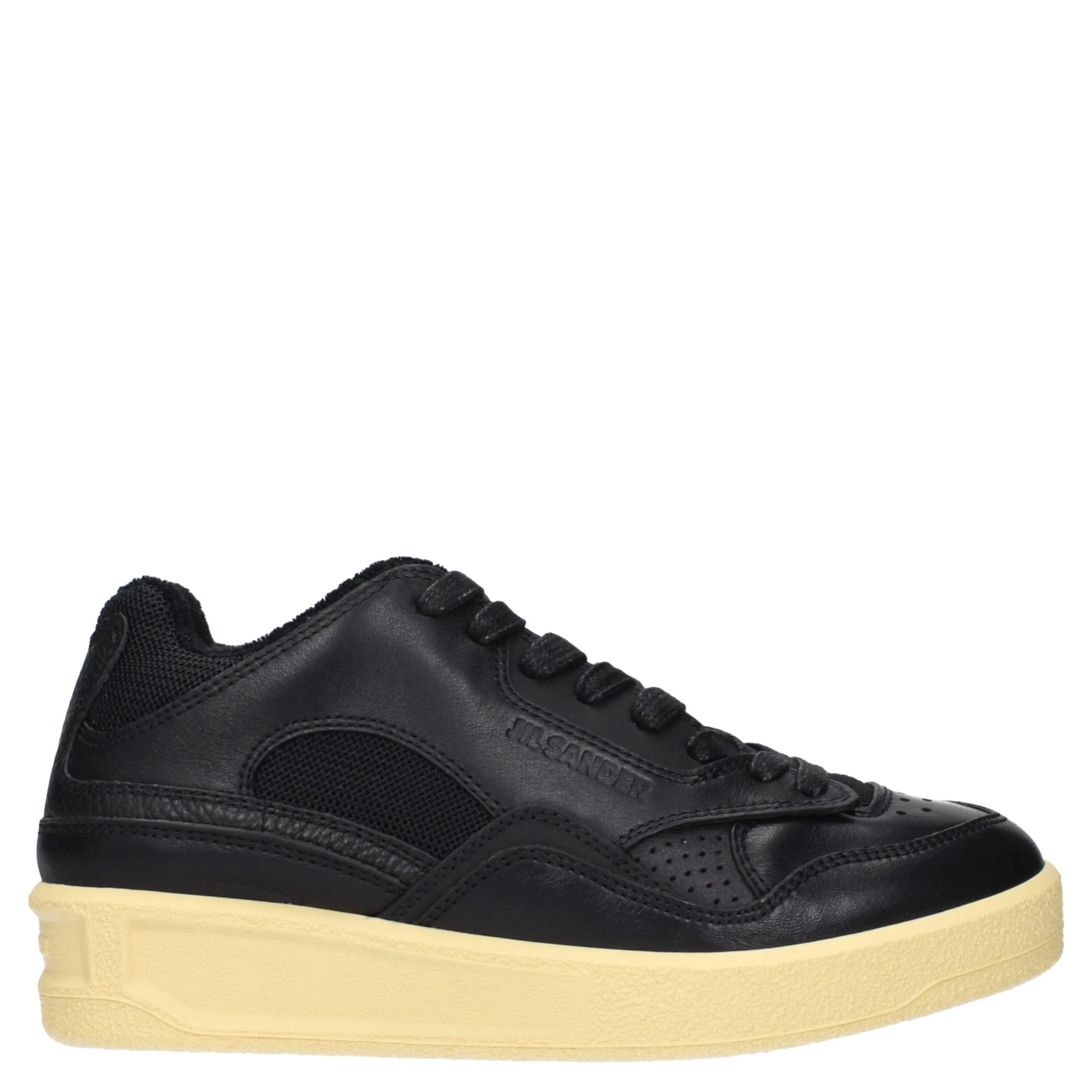 Black Leather Low Top Sneakers