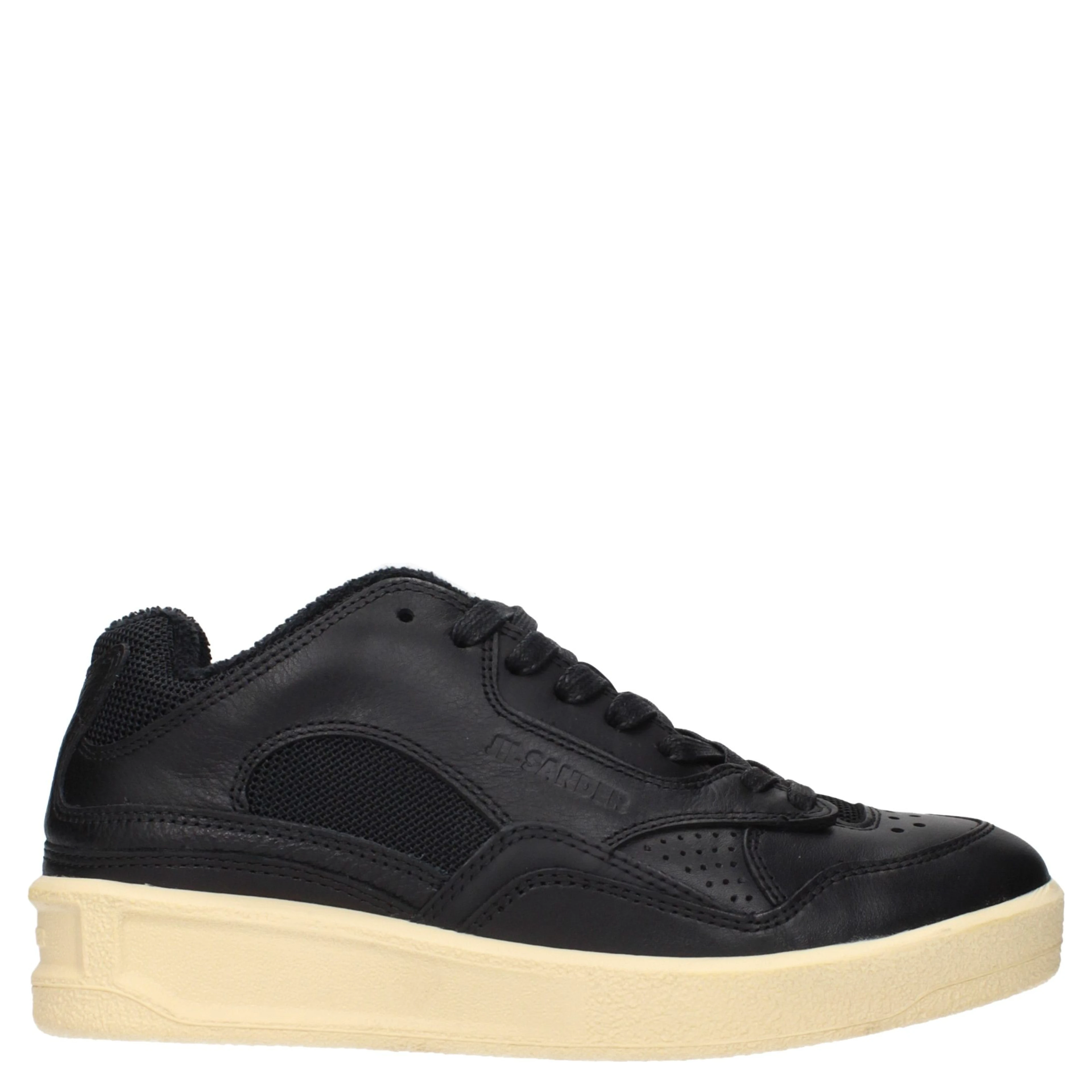 Black Leather Low Top Sneakers