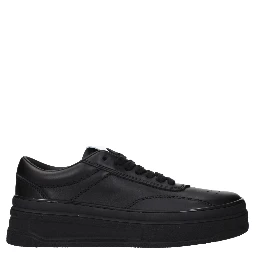 Black Leather Platform Sneakers