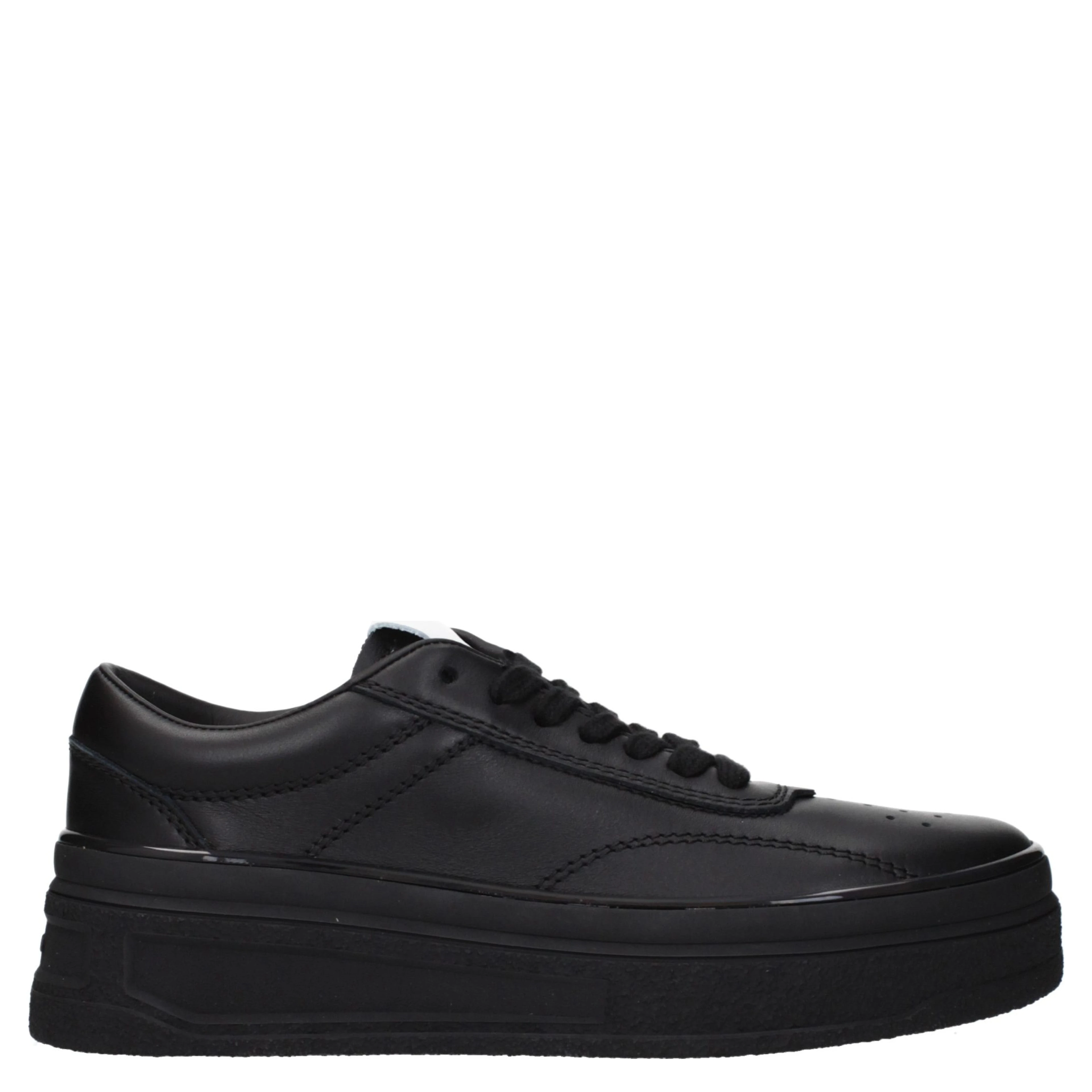 Black Leather Platform Sneakers