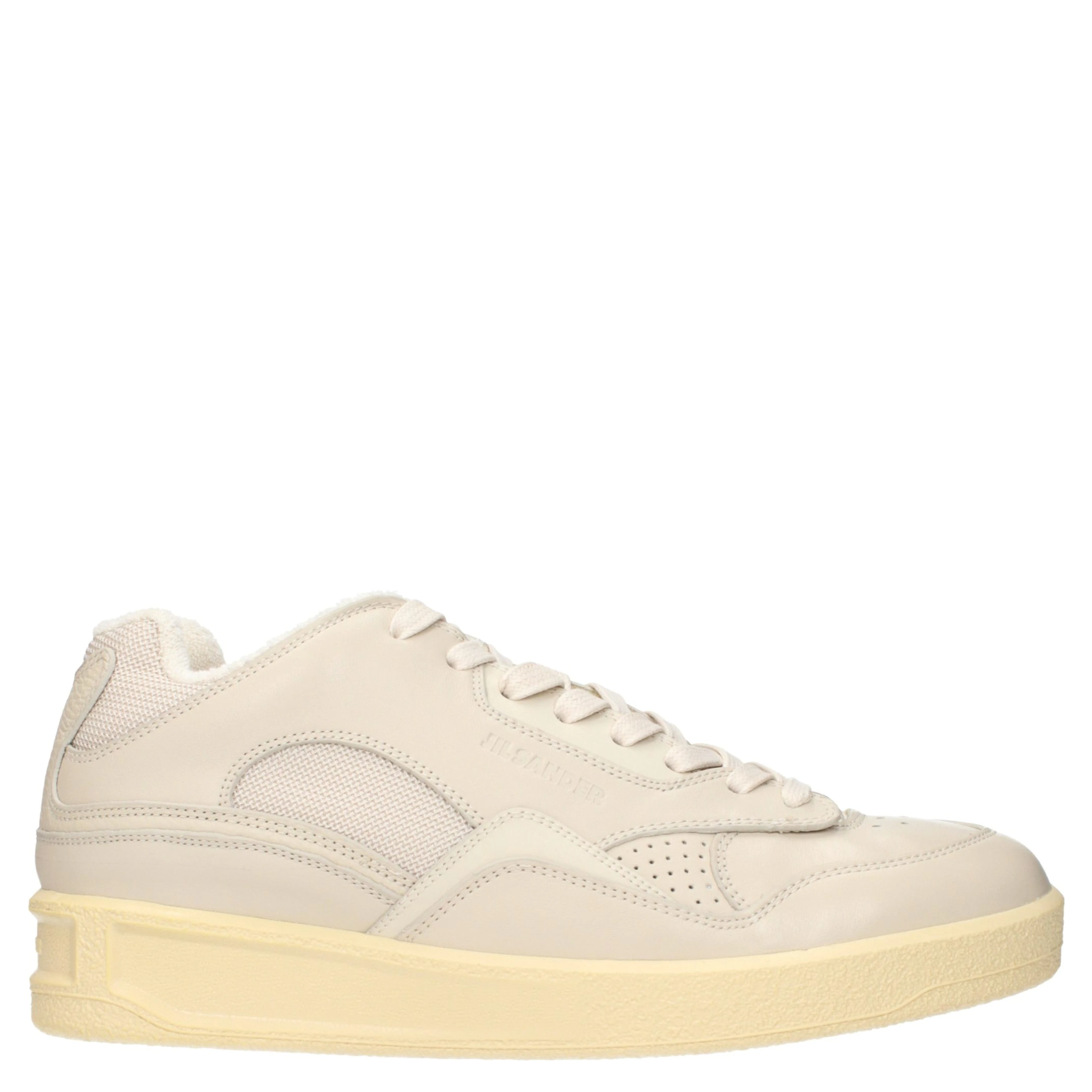 Beige Leather Low Top Sneakers