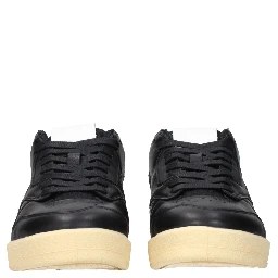 Black Leather Low Top Sneakers