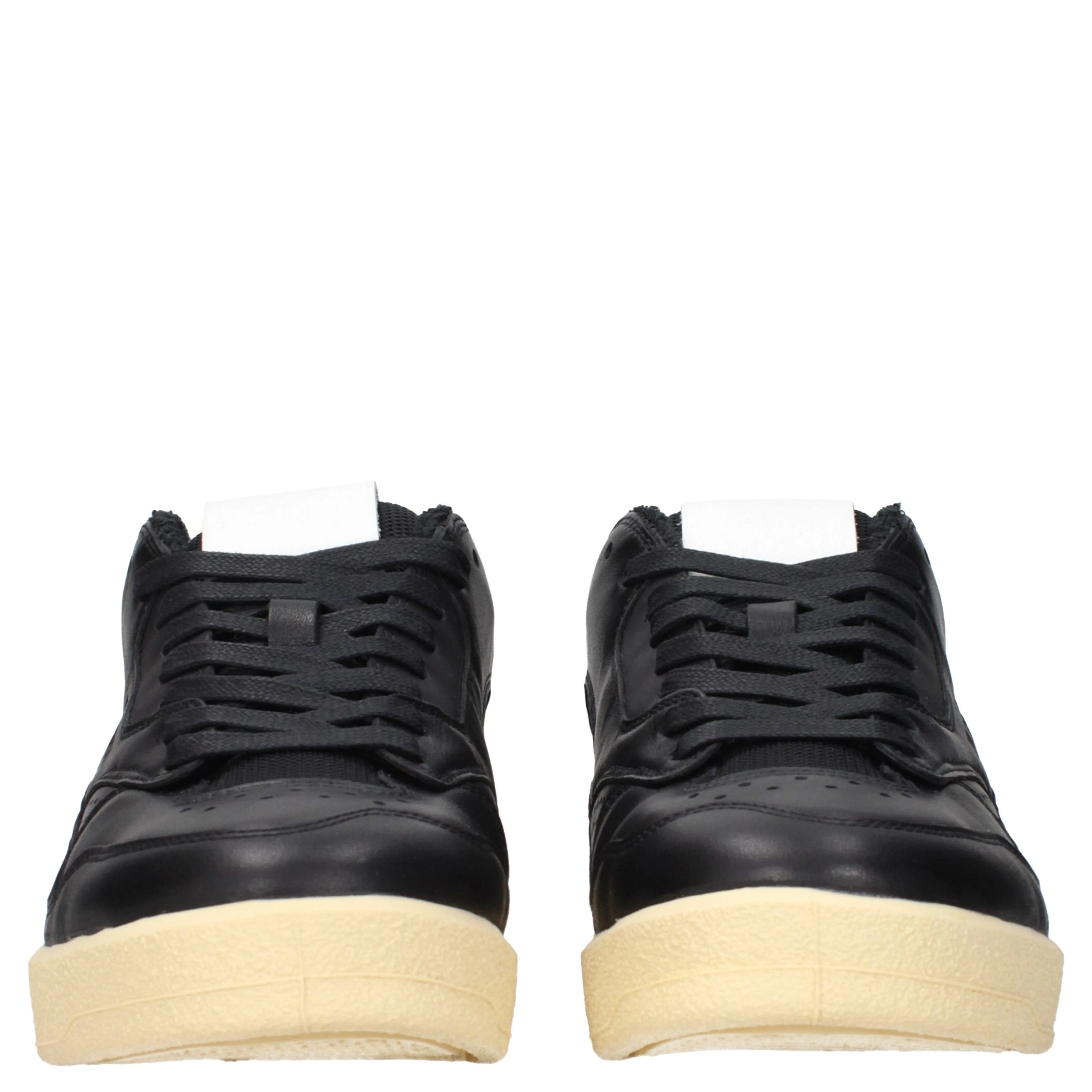 Black Leather Low Top Sneakers