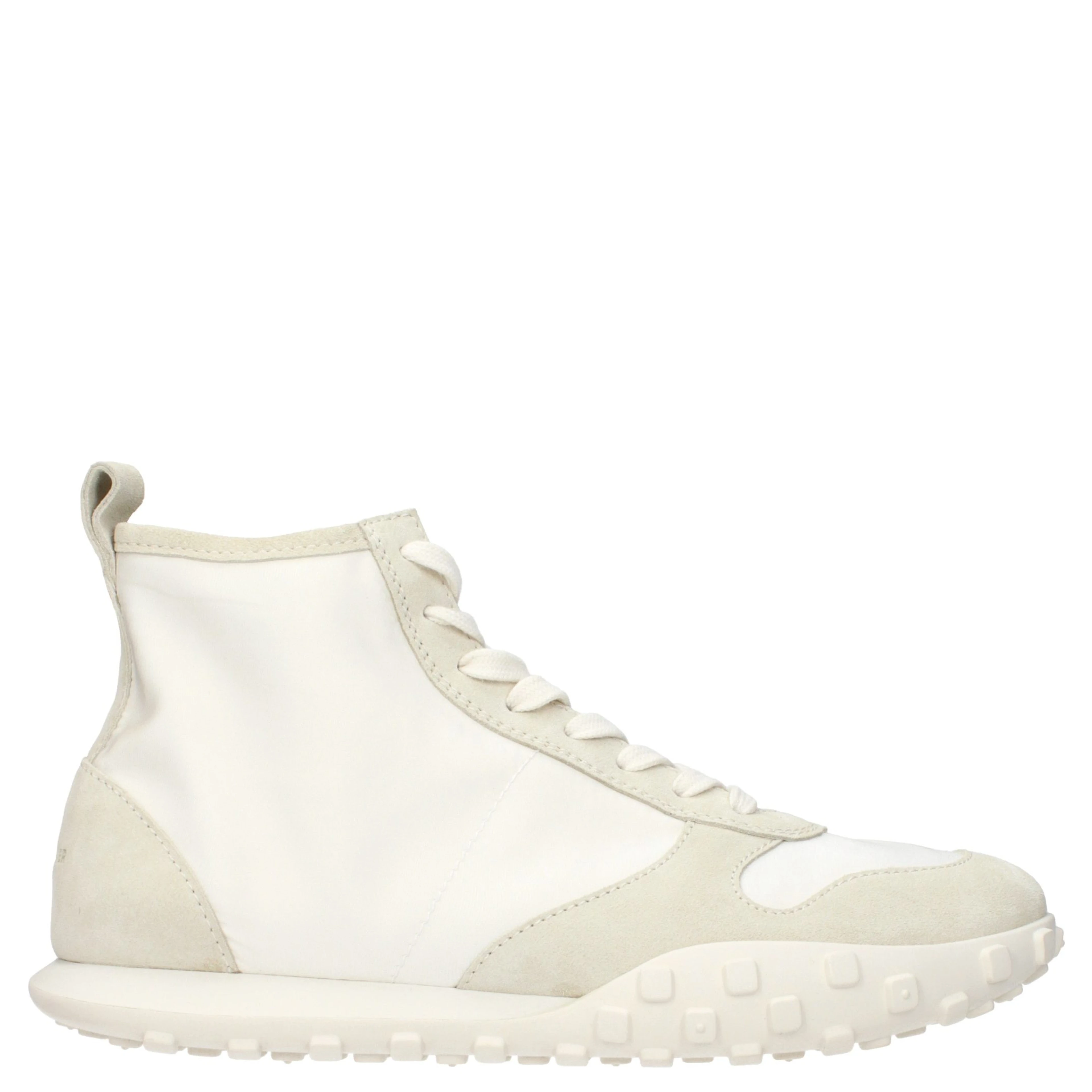 White Fabric High Top Sneakers