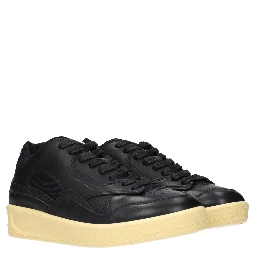 Black Leather Low Top Sneakers