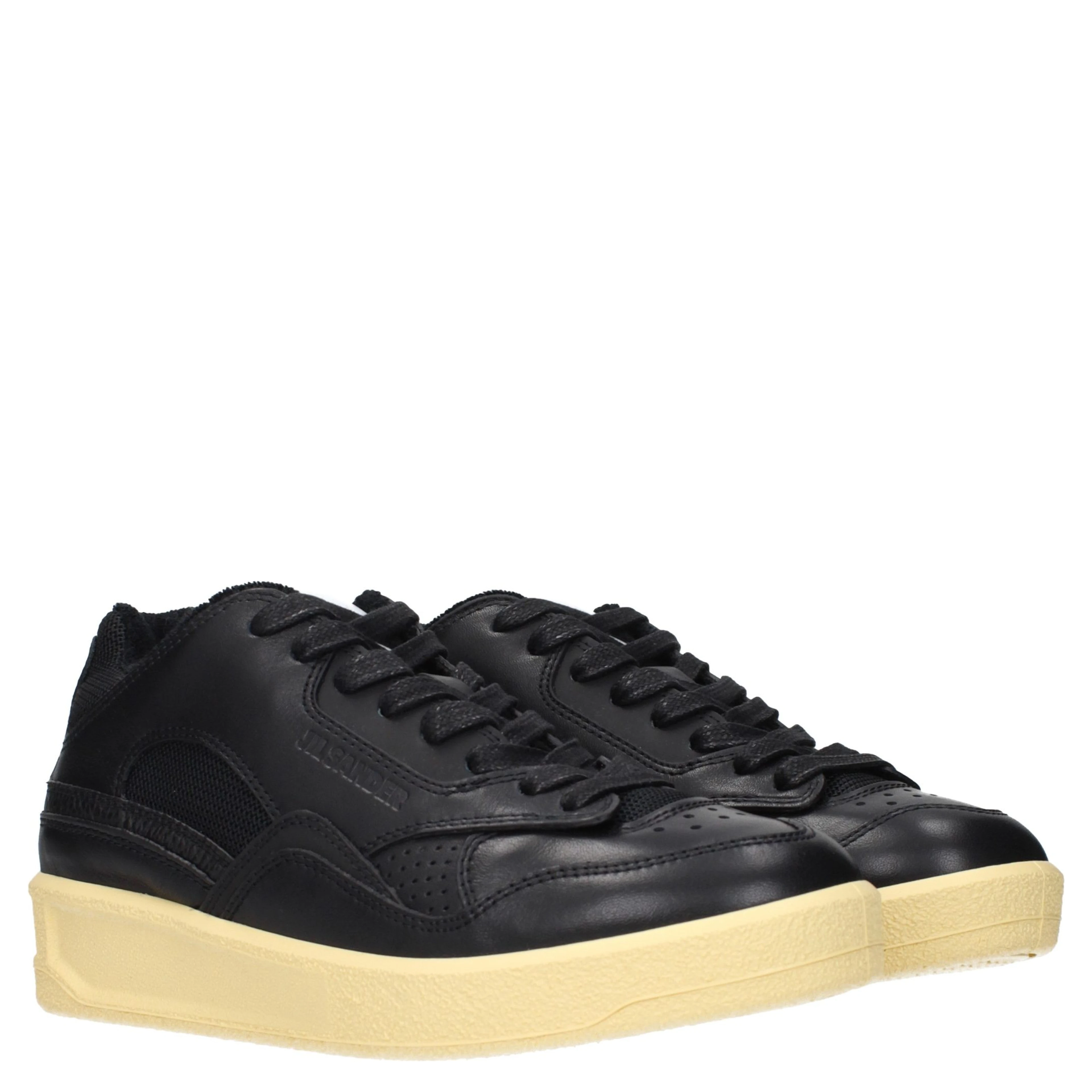 Black Leather Low Top Sneakers