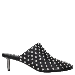 Black Leather Mules