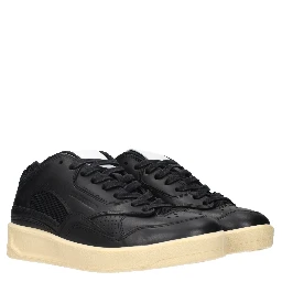 Black Leather Low Top Sneakers
