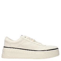 Beige Fabric Platform Sneakers