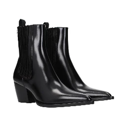 Black Leather Ankle Boots