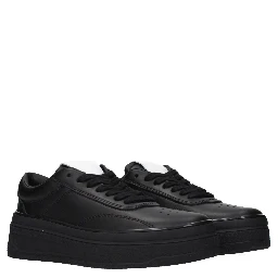 Black Leather Platform Sneakers