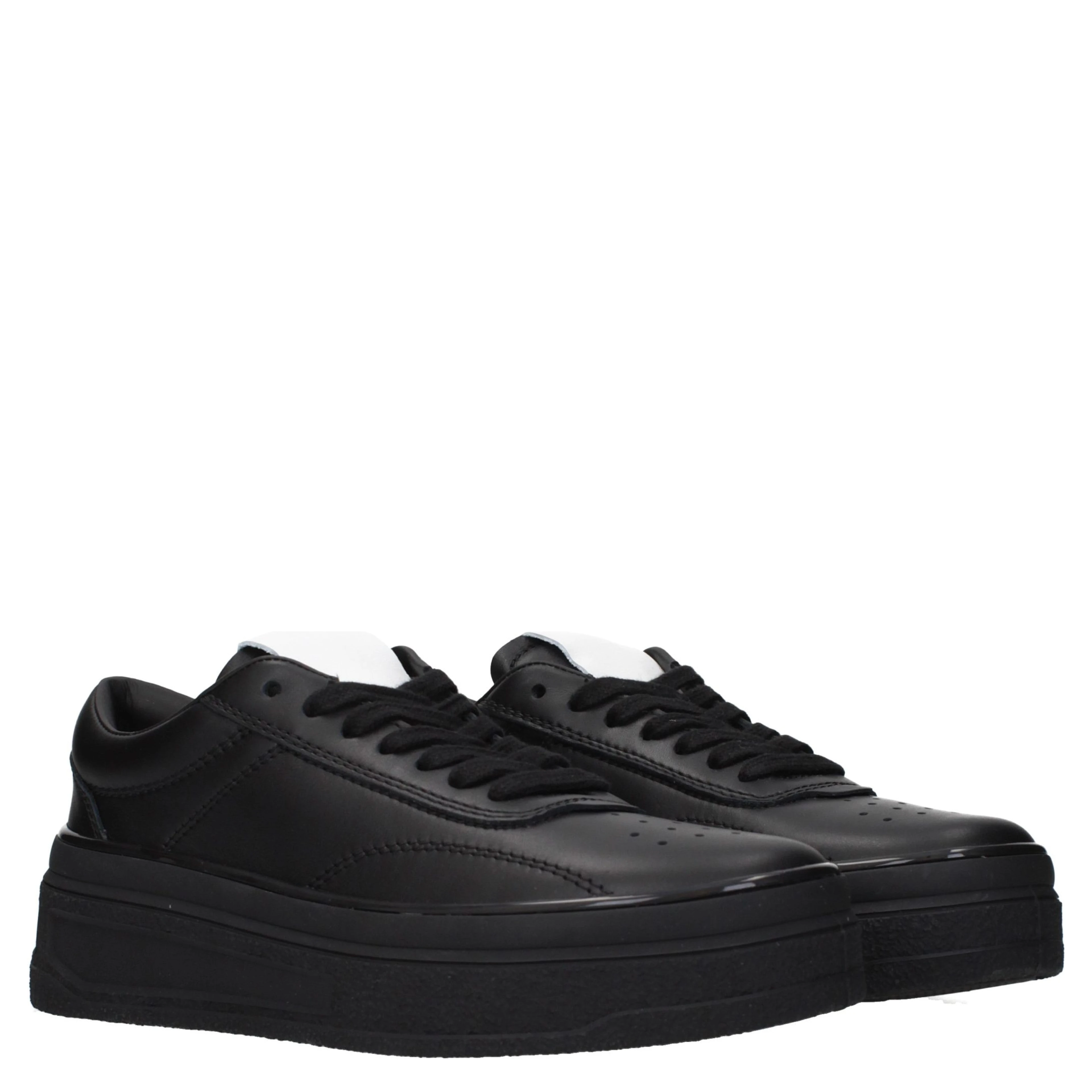 Black Leather Platform Sneakers