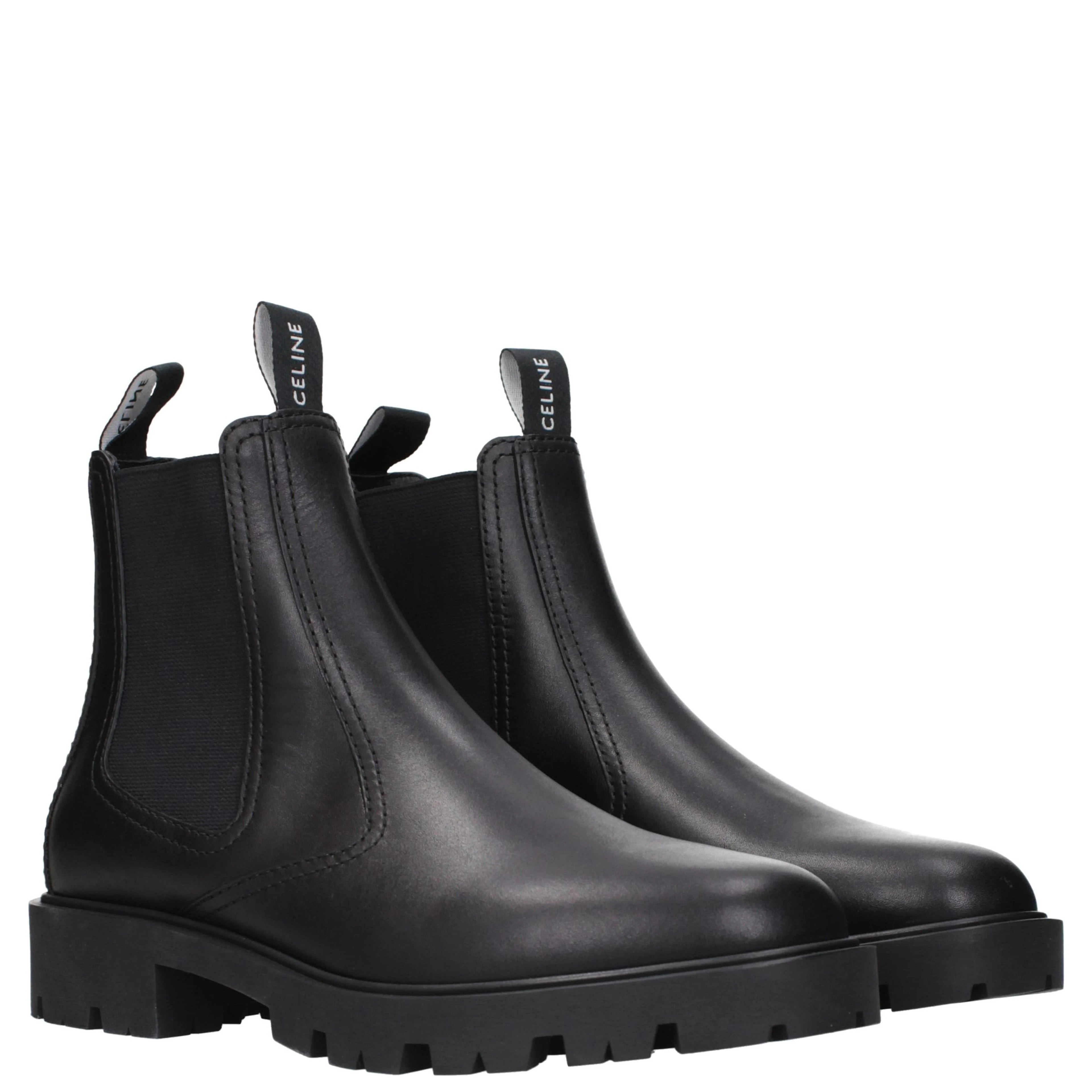 Black Leather Ankle Boots