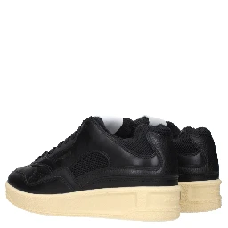 Black Leather Low Top Sneakers