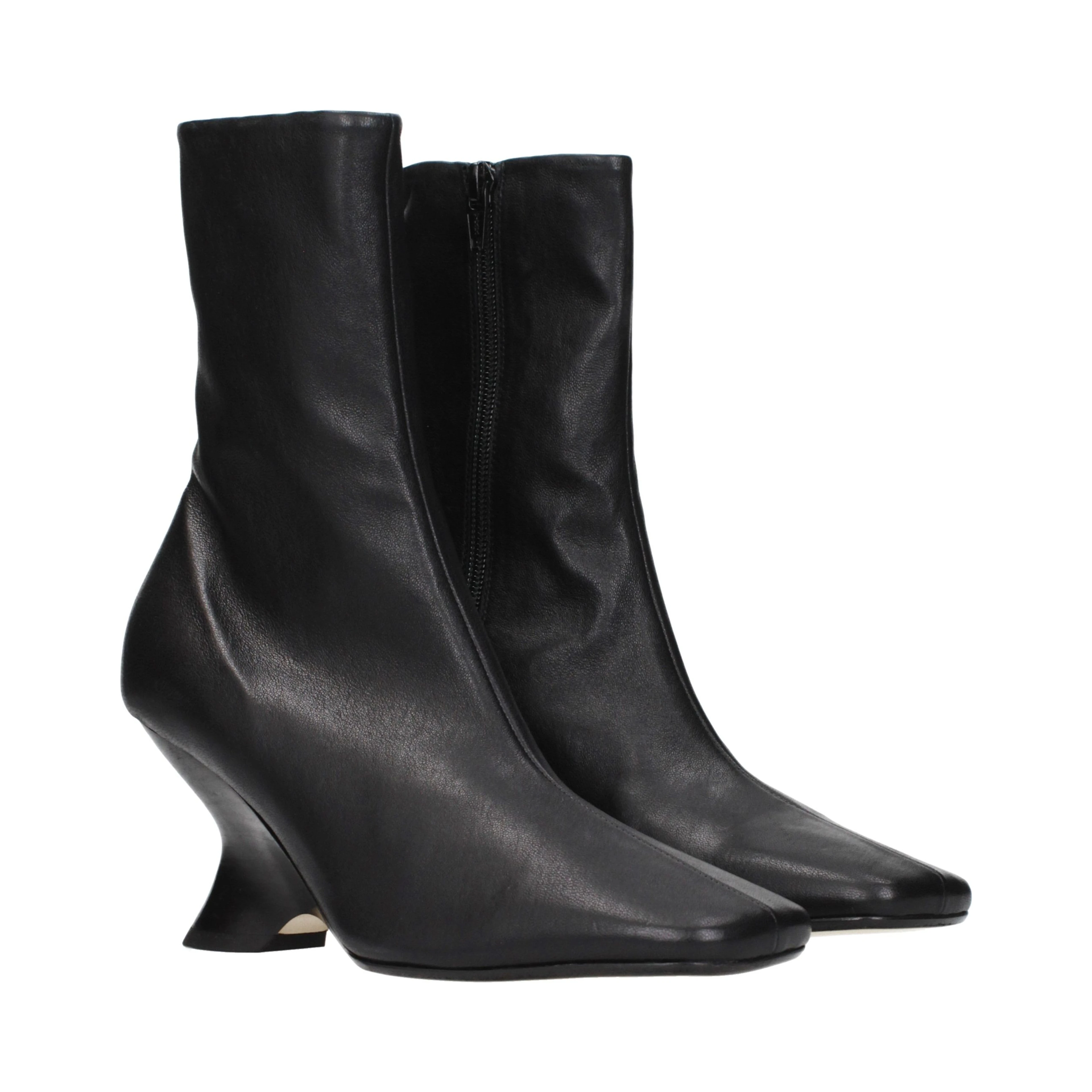 Black Leather Ankle Boots