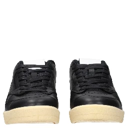 Black Leather Low Top Sneakers