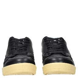 Black Leather Low Top Sneakers