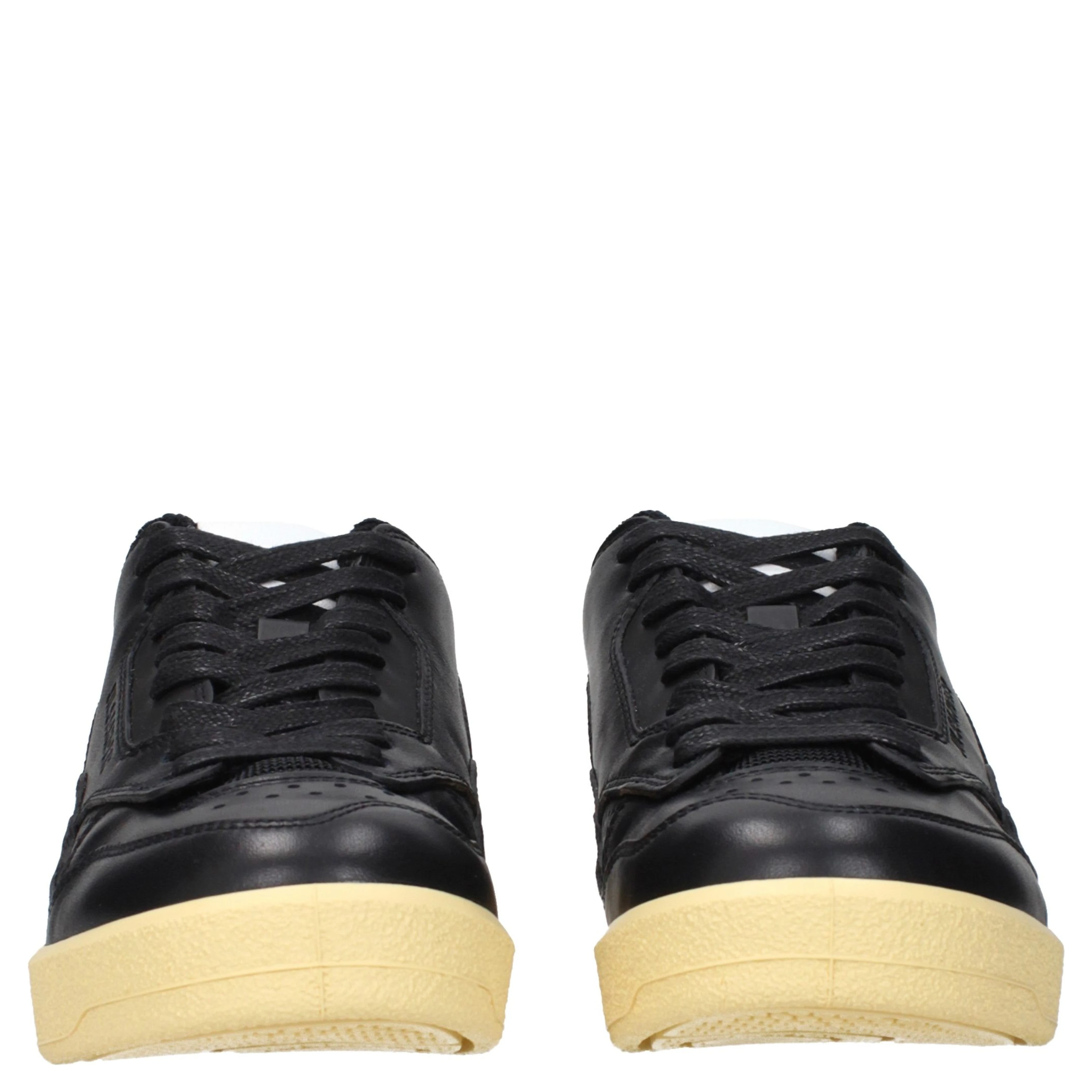 Black Leather Low Top Sneakers